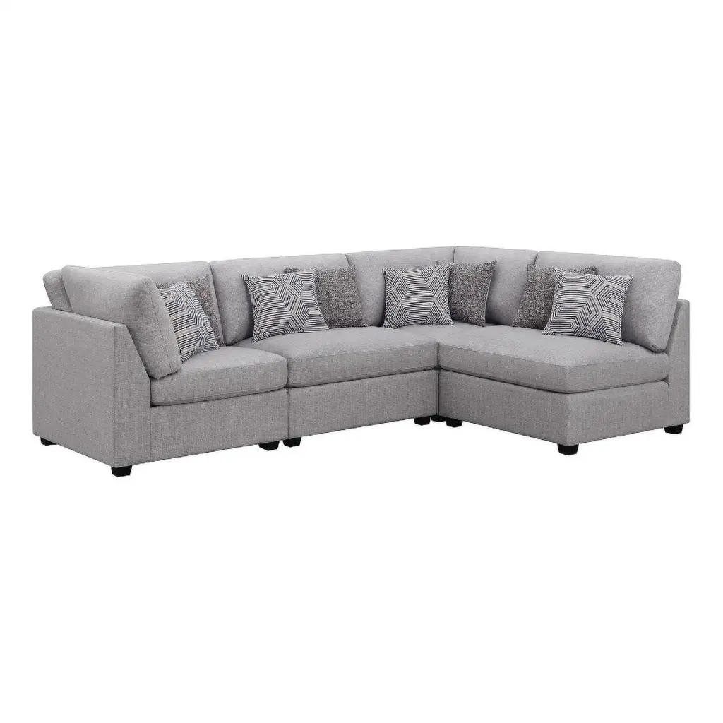 Pemberly Row 4-Piece Upholstered Fabric Modular Sectional Sofa Gray