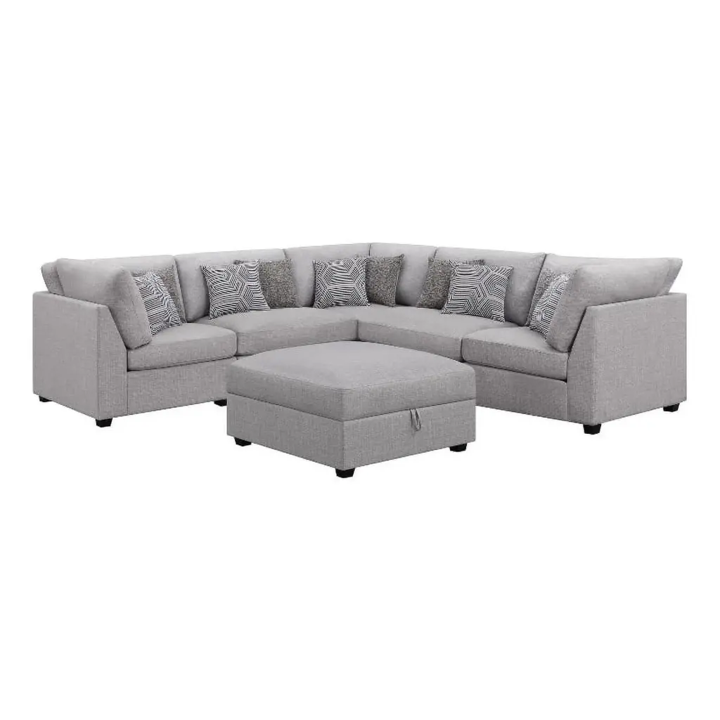 Pemberly Row 6-piece Fabric Upholstered Modular Sectional Sofa Gray