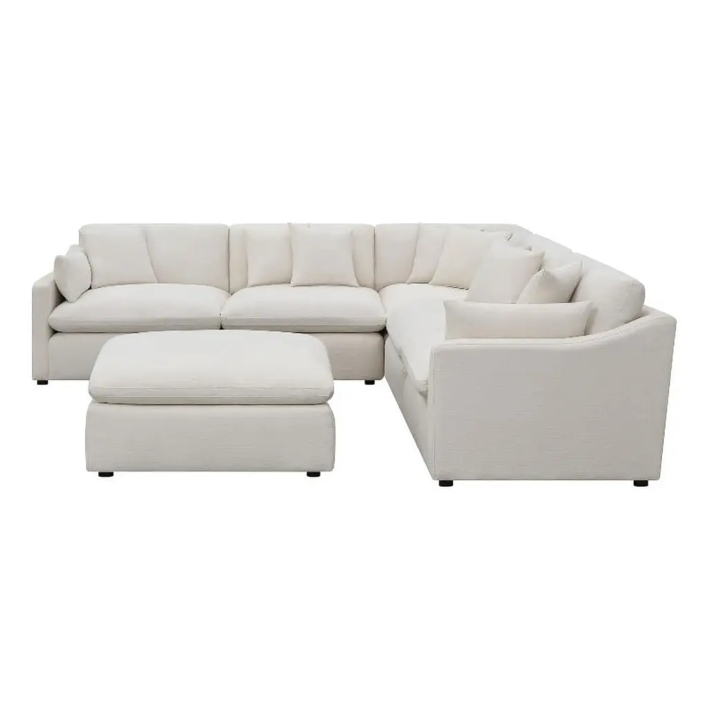 Pemberly Row 6-piece Fabric Upholstered Modular Sectional Sofa Off White