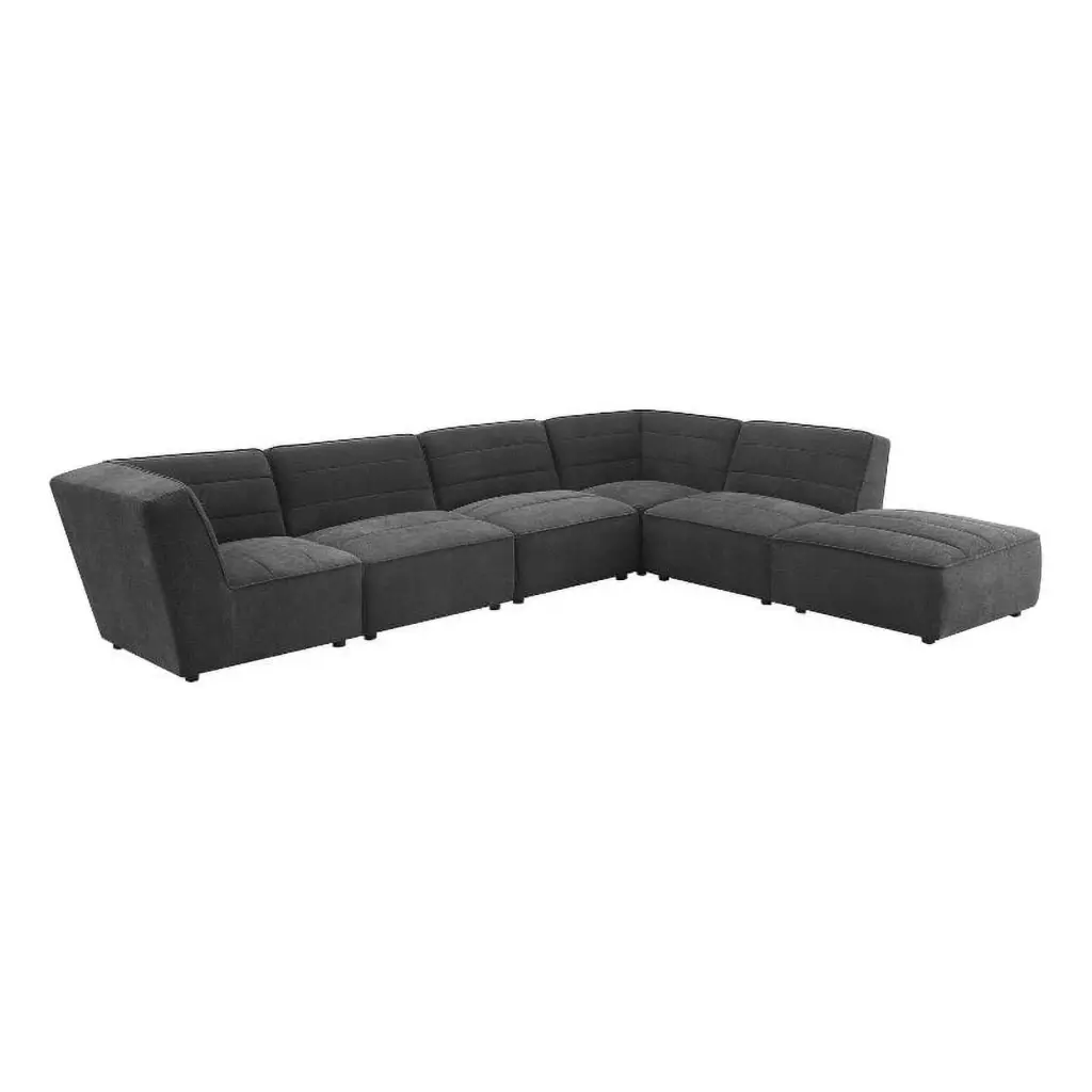 Pemberly Row 6-Piece Upholstered Fabric Modular Sectional Dark Charcoal