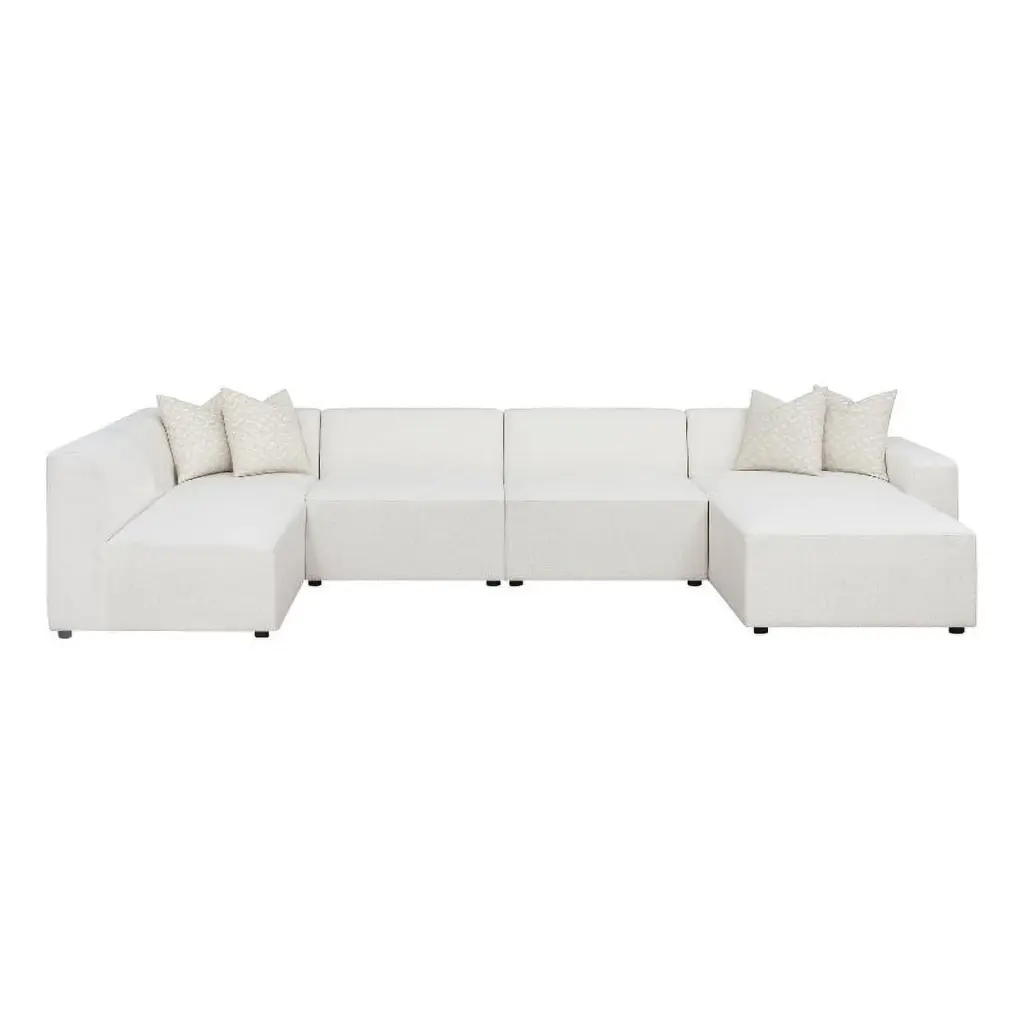 Pemberly Row 6 Piece Fabric Upholstered Modular Sectional Sofa Pearl