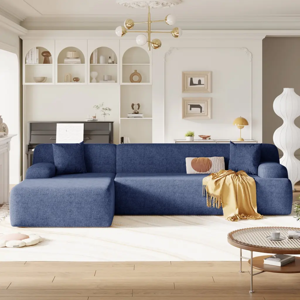 Modern Large L-Shape Modular Sectional Sofa - High-Density Foam Comfort Living Room and Bedroom Ponnky