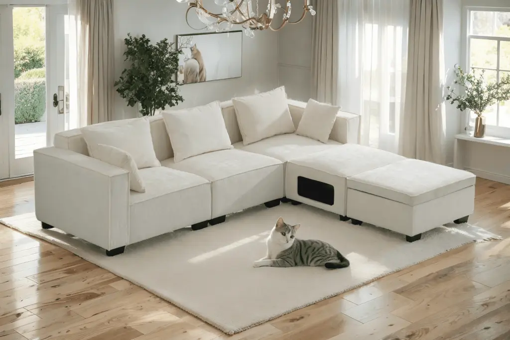 Convertible Modular Sectional Sofa Set 2 Ottomans U-Shaped L-Shaped Modern Living Room Couch risar