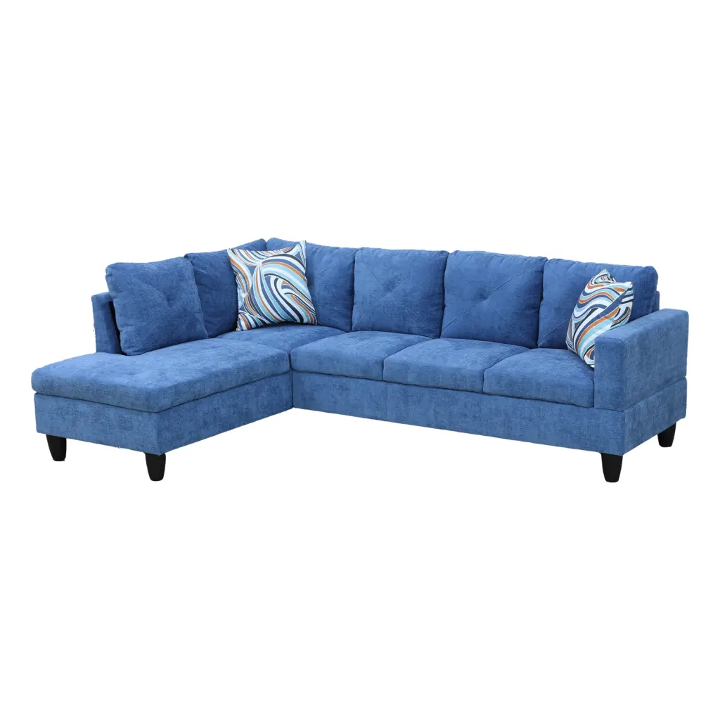 Modular L-Shaped Sectional Sofa Storage and 2 Pillows 4-Seat Sofa Chaise Living Room or Office Blue Sienwey