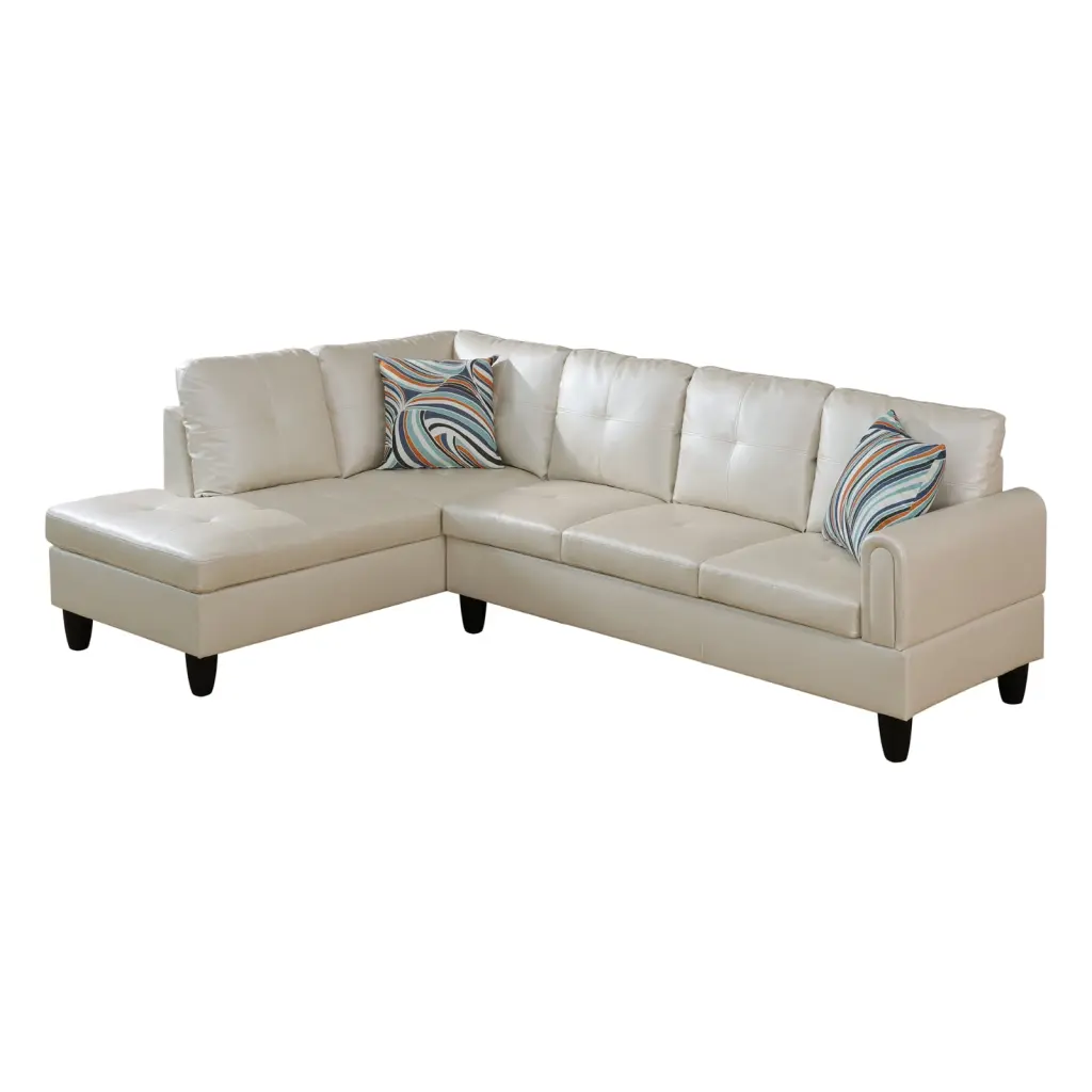 Modular L-Shaped Sectional Sofa Storage and 2 Pillows 4-Seat Sofa Chaise Living Room or Office Pearl White Sienwey