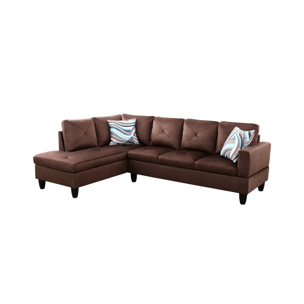 Modular Sectional Sofa L Shaped Storage and 2 Pillows 4 Seat Chaise Living Room Office Gallery Brown Left Chaise Sienwey