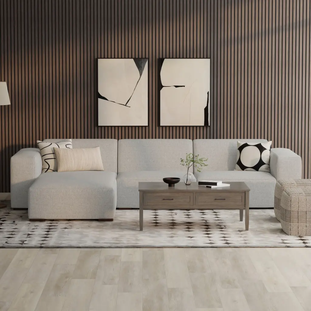 Simpli Home Rex Left-Facing Modular Sectional Sofa Performance Fabric