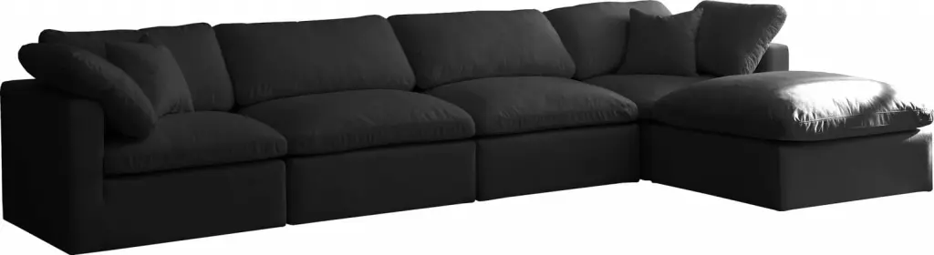 BLACK Velvet Cloud 5A Modular Down Filled Reversible Sectional Soflex Modern