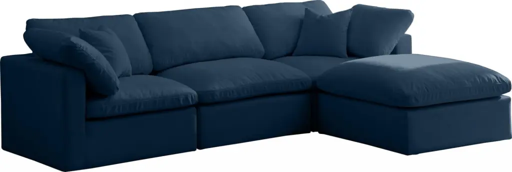 NAVY Velvet Cloud Modular Down Filled Overstuffed Reversible Sectional Soflex