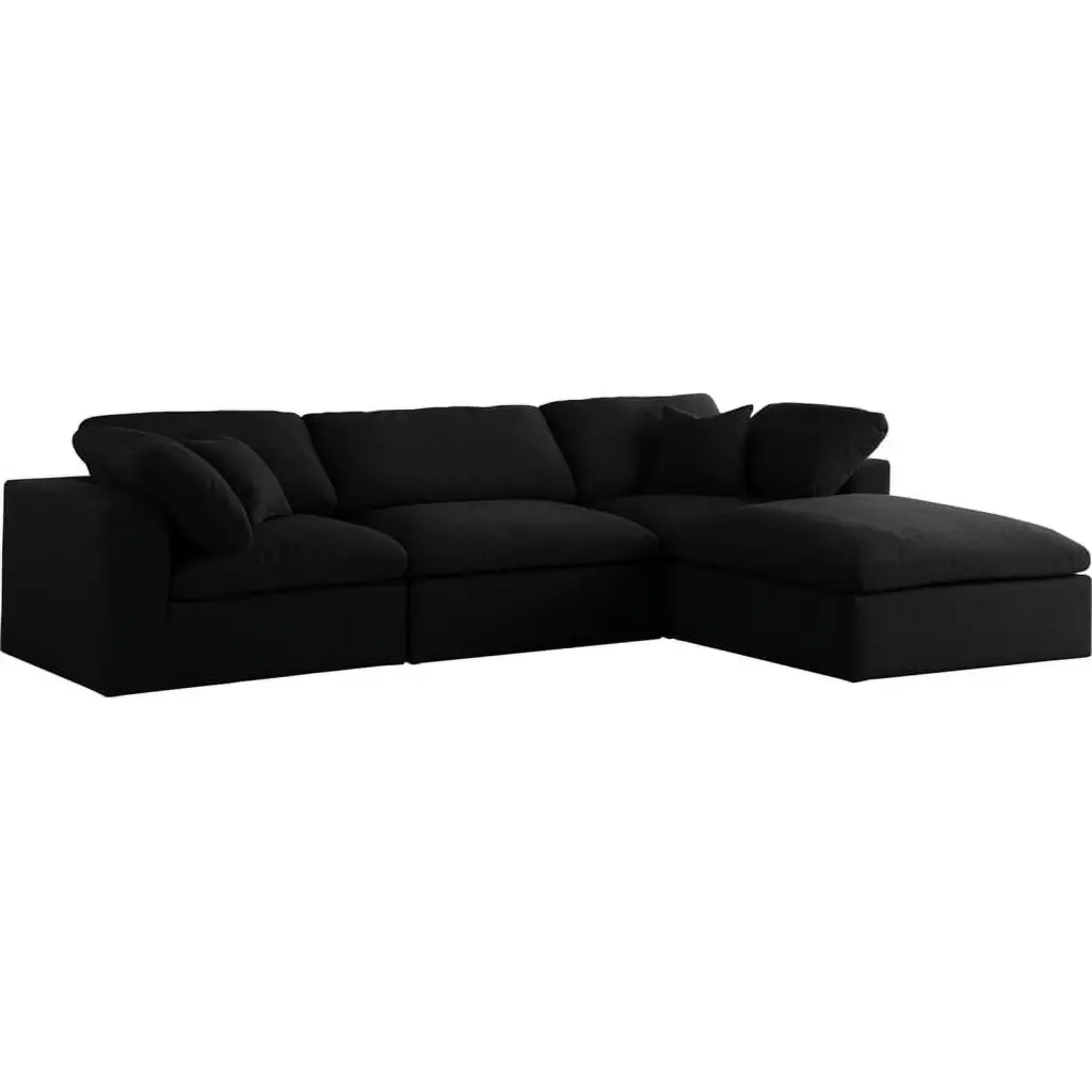 Trent Home Contemporary Black Linen Fabric Deluxe Modular Sectional Sofa