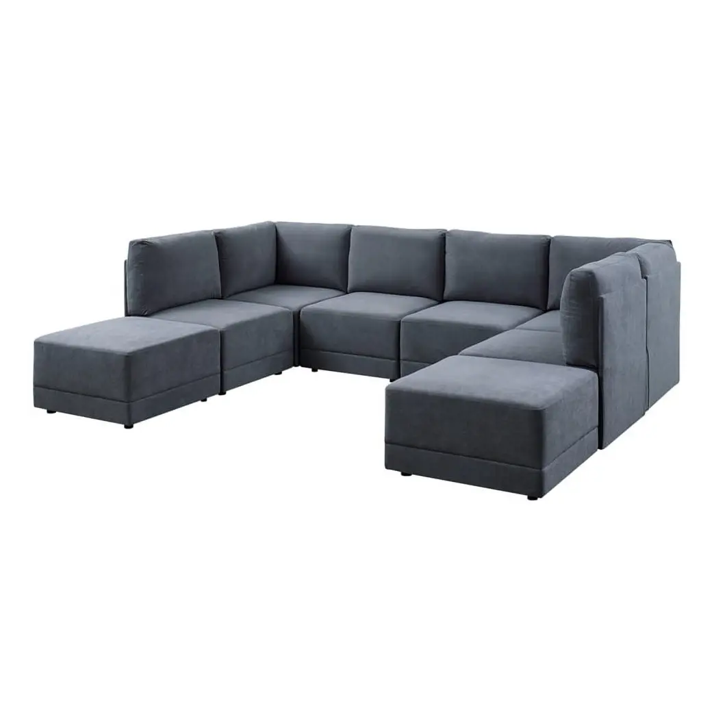 Trent Home Polyester Blend Fabric Modular Sectional Sofa Gray Living Room