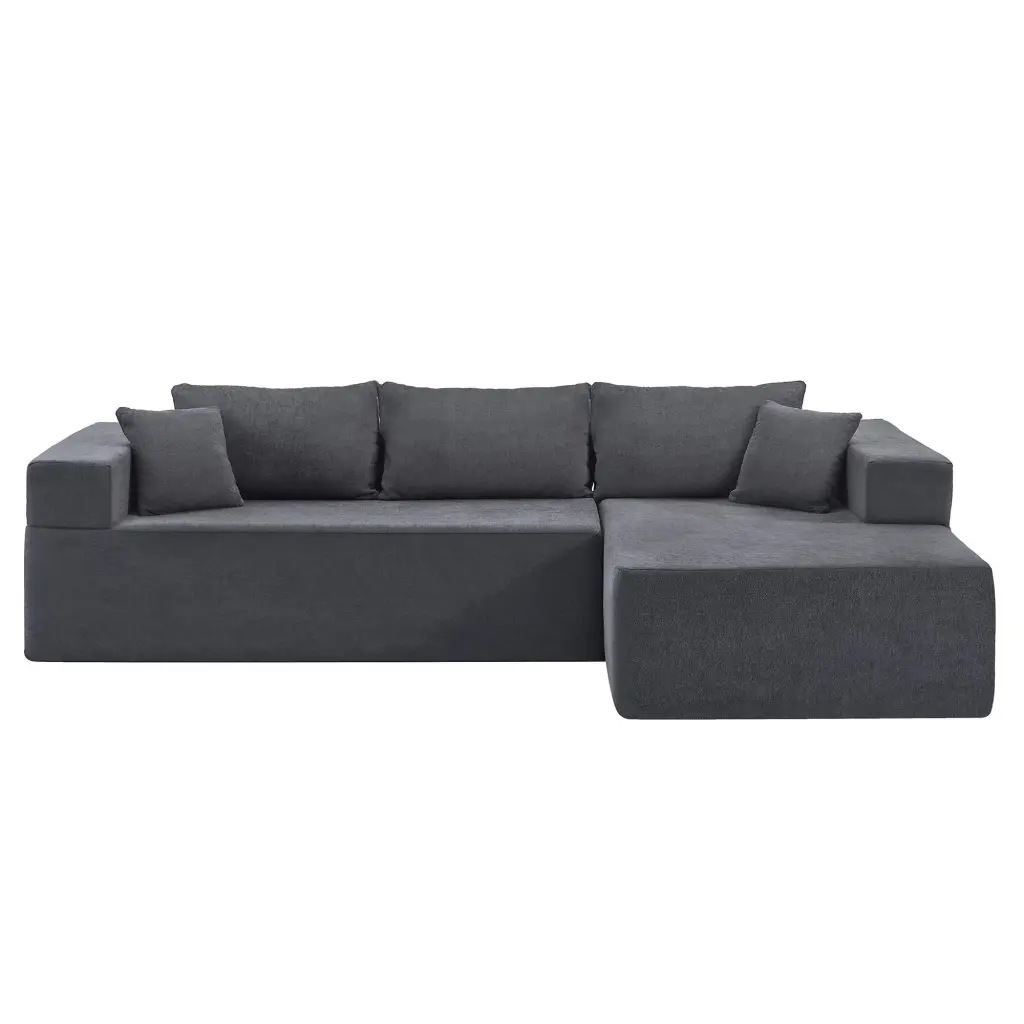 L-Shape Modular Sectional Living Room Sofa Set 16.53 Inch Cushion Heightening Grey unknown