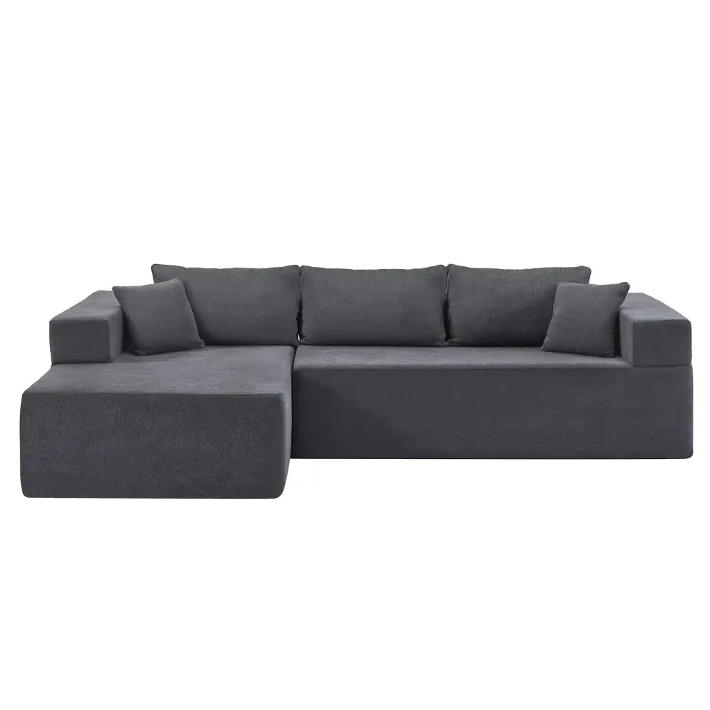 L-Shape Modular Sectional Living Room Sofa Set 16.53 Inch Cushion Heightening Grey unknown