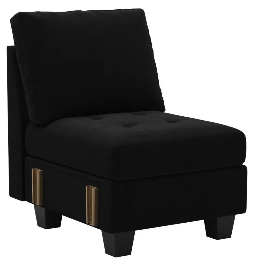 XylehR Velvet Single Seat Module Modular Sectional Sofa Couch Accent Armless Chair Black