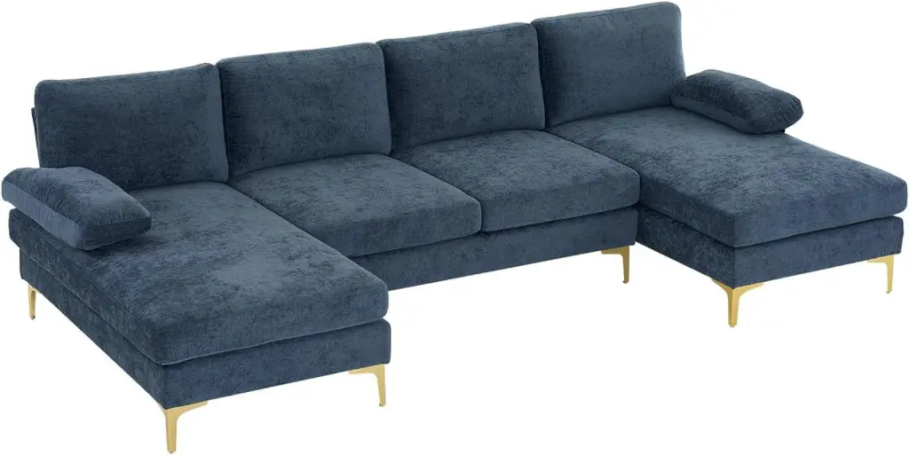 U-Shaped 4-Seat Indoor Modular Sofa Grey-Blue Color Modern Living Room Furniture YUNTIE