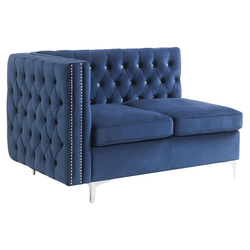ACME Jaszira Armless Modular Loveseat 2 Blue Pillows Acme Furniture