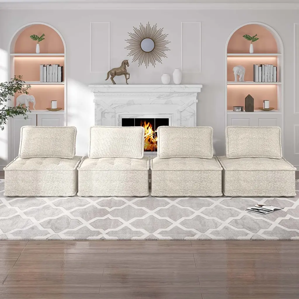 BALUS Modular Sectional Sofa Couch 4 Seater Free Combination Beige