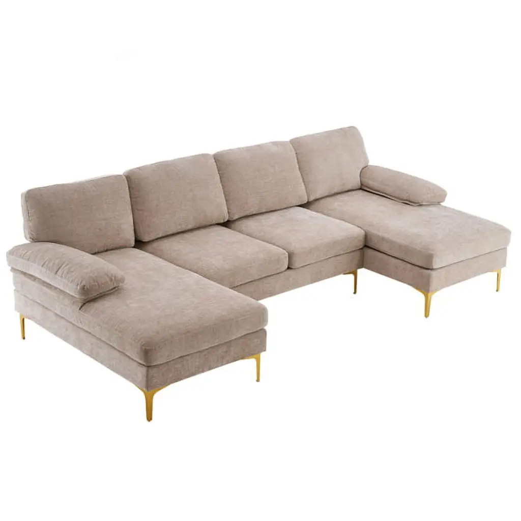 Bornmio U-Shaped 4-Seat Indoor Modular Sofa Camel Living Room