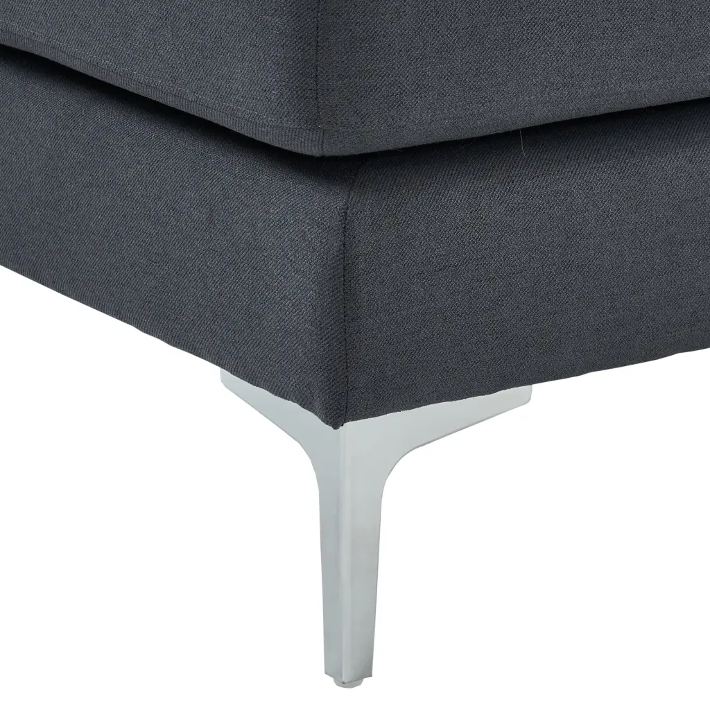 U-Shaped 4-Seat Linen Modular Sofa Wooden Frame Iron Back Frame and Silver Feet Dark Gray Indoor Use Enshey