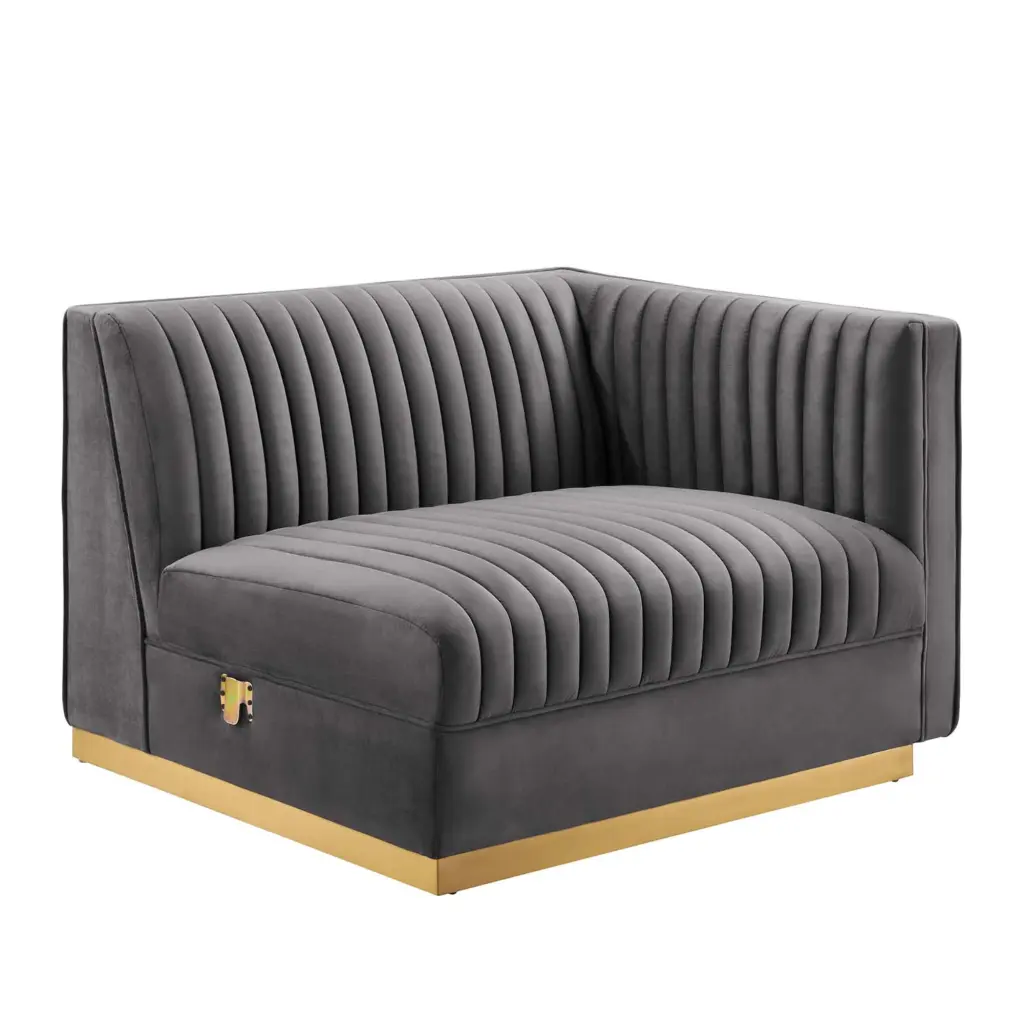 Sanguine Channel Tufted Velvet Modular Sectional Sofa Right-Arm Chair Luxurious Living Room Furniture Ergode