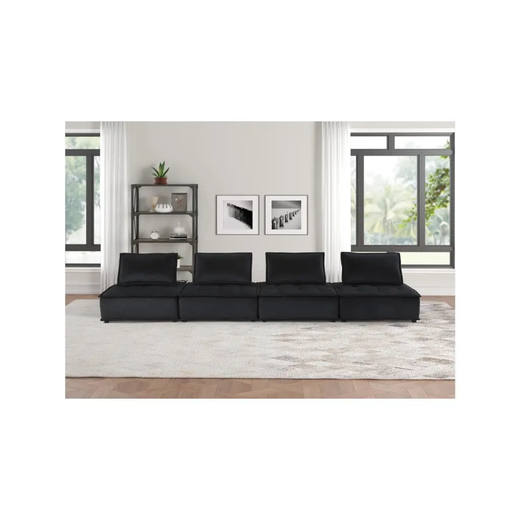 Homestock Classic Charm Velvet 4-Seater Modular Sofa Spacious Living Rooms