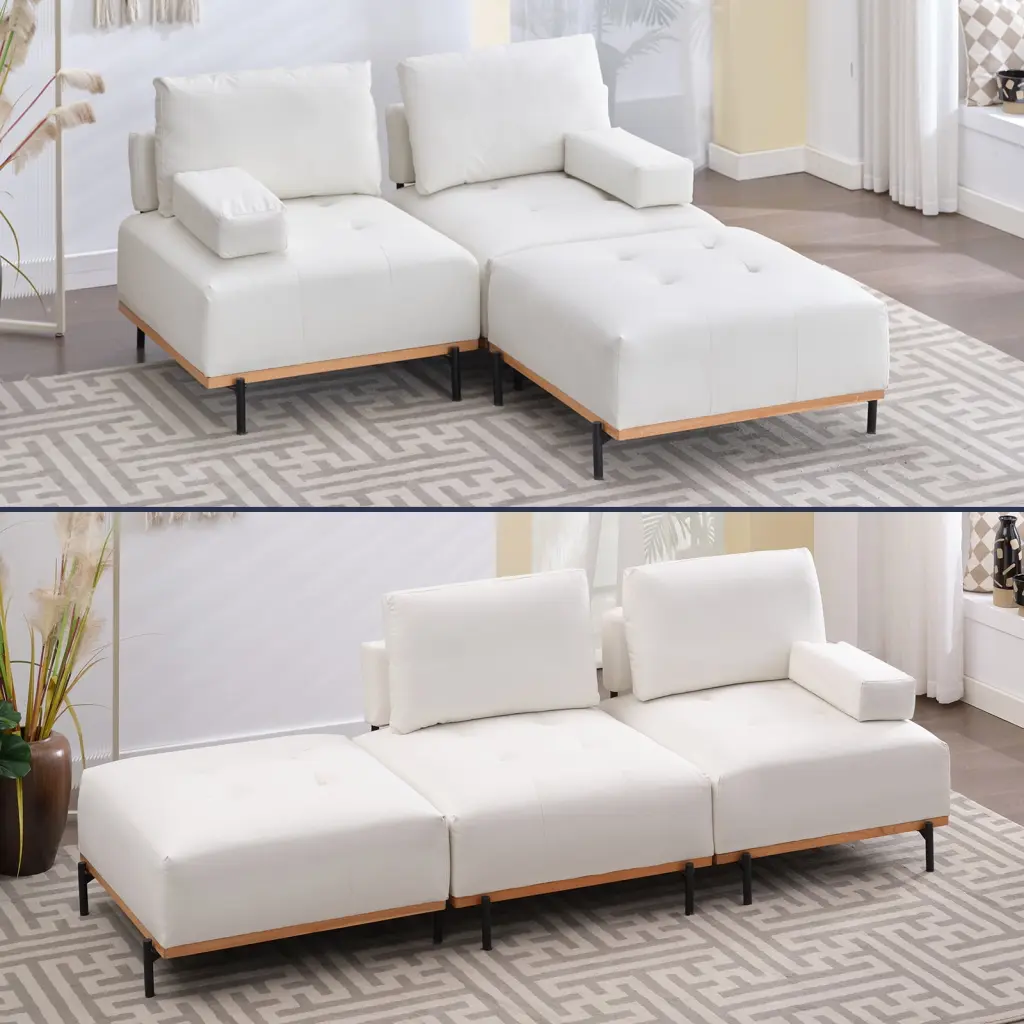 Ijuicy Modular Sectional Sofa Technical Fabric Upholstered Mid-Century Minimalist Design Living Room