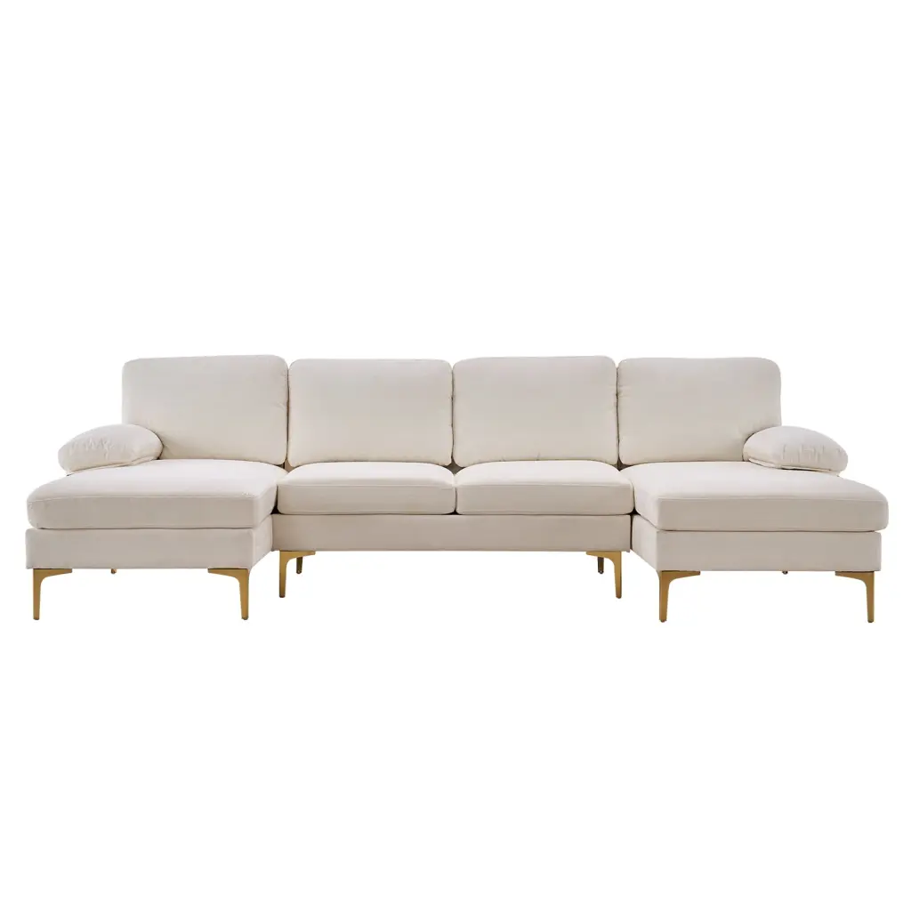 U-Shaped 4-Seat Indoor Modular Sofa Creamy-White Family Living Room Keyboarant
