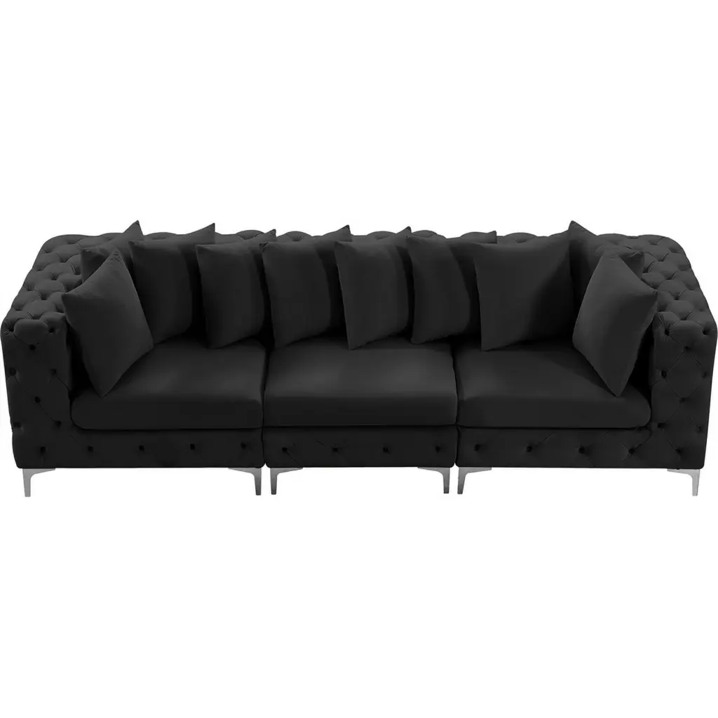 Maklaine Modern Cream Finish Velvet Modular Sofa - Elegant & Soft, Stylish Living Room Centerpiece