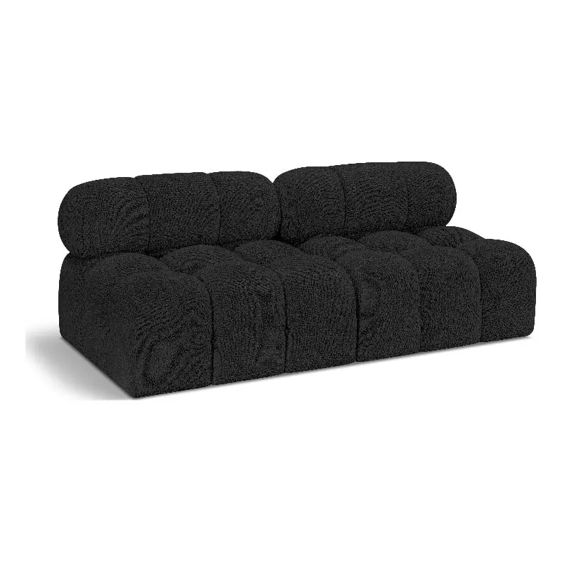 Meridian Furniture Ames Black Boucle Fabric Modular Sofa Living Room