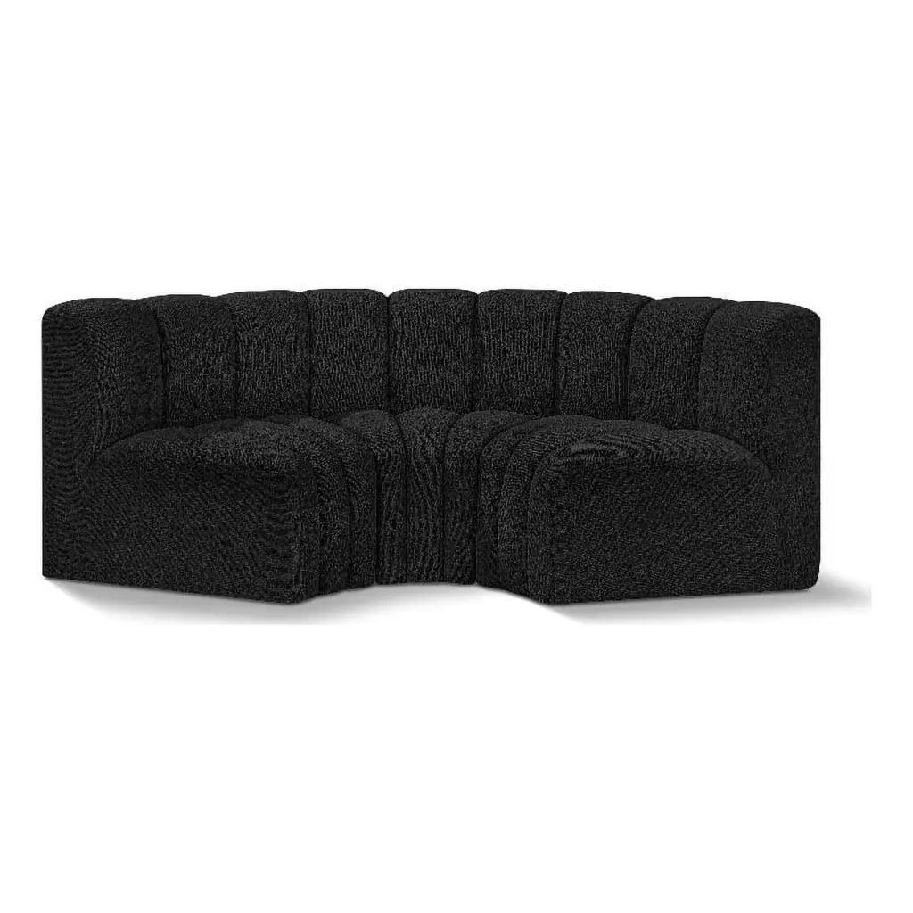 Meridian Furniture Arc Black Boucle Fabric Modular Sofa Contemporary Spaces