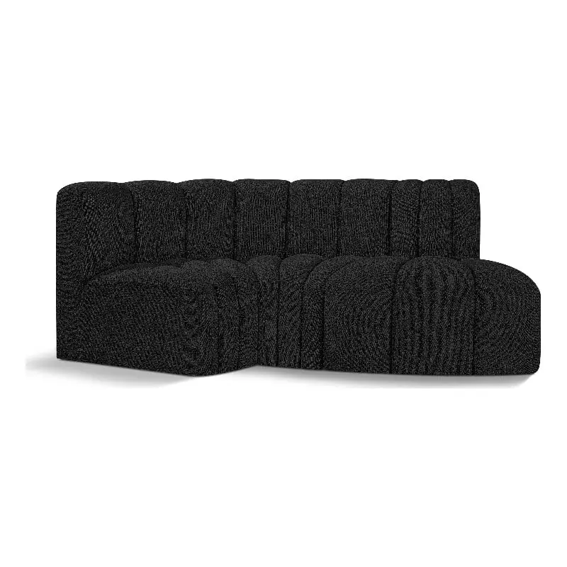 Meridian Furniture Arc Black Boucle Fabric Modular Sofa Elegant Living Rooms