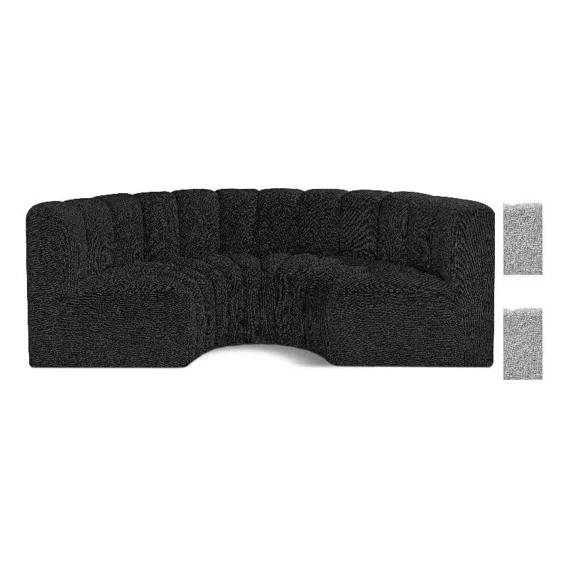 Meridian Furniture Arc Black Boucle Fabric Modular Sofa