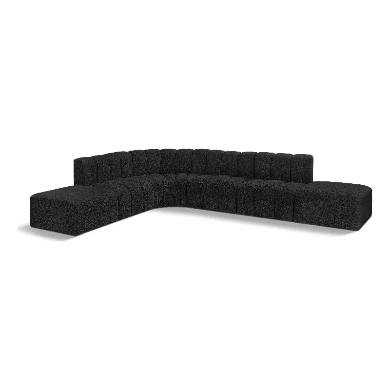 Meridian Furniture Arc Black Boucle Fabric Modular Sofa Modern Style