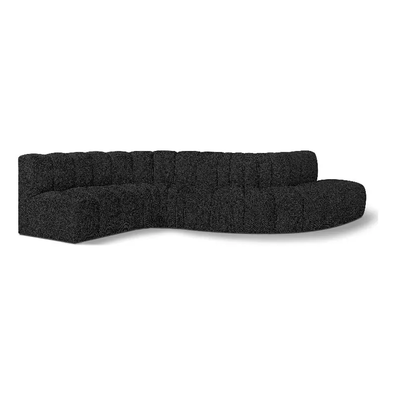 Meridian Furniture Arc Black Boucle Fabric Modular Sofa Stylish