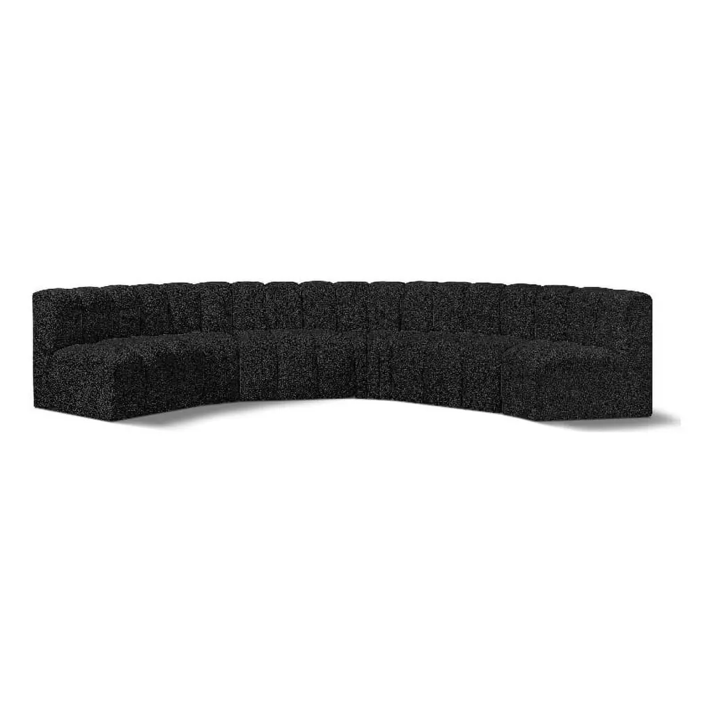 Meridian Furniture Arc Black Boucle Fabric Modular Sofa Comfortable