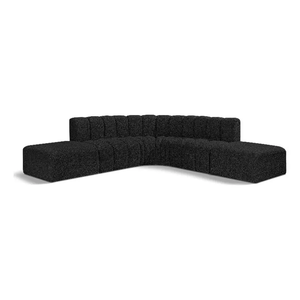 Meridian Furniture Arc Black Boucle Fabric Modular Sofa Luxe
