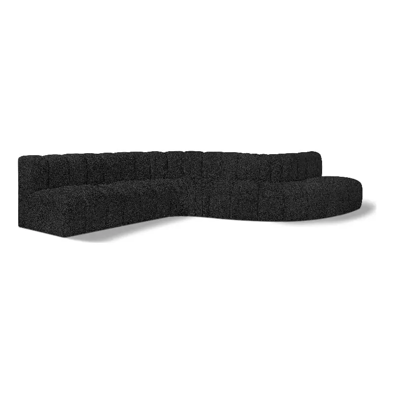 Meridian Furniture Arc Black Boucle Fabric Modular Sofa - Modern Sectional Sofa