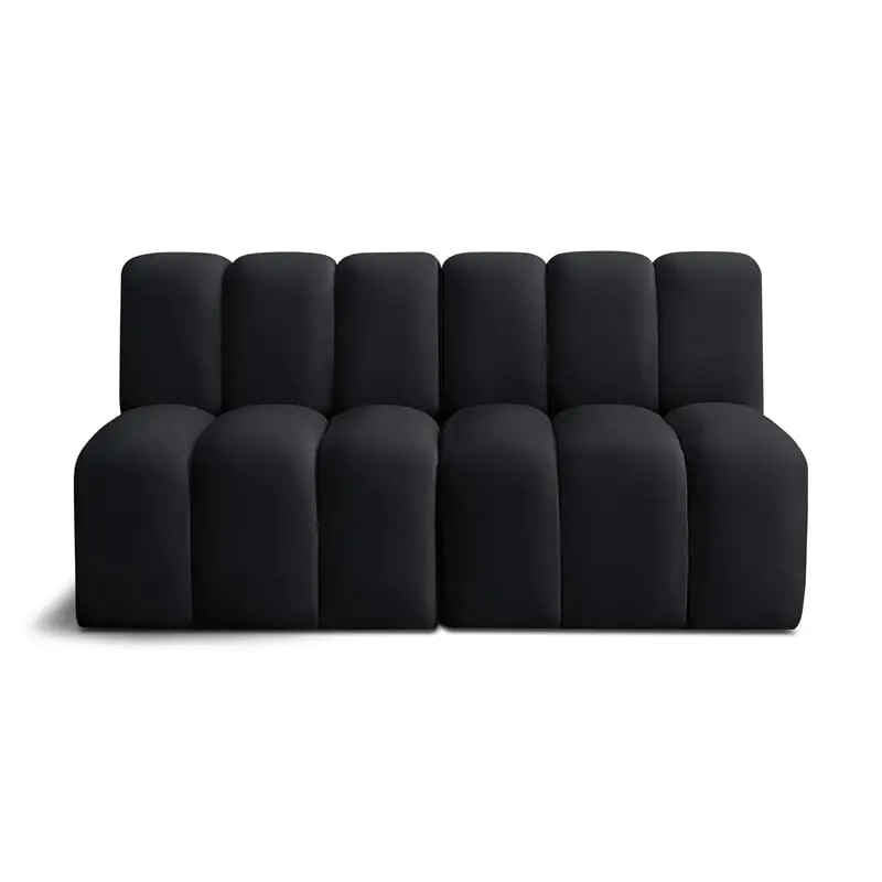 Meridian Furniture Arc Black Velvet Modular Sofa Contemporary Living Room Sectional