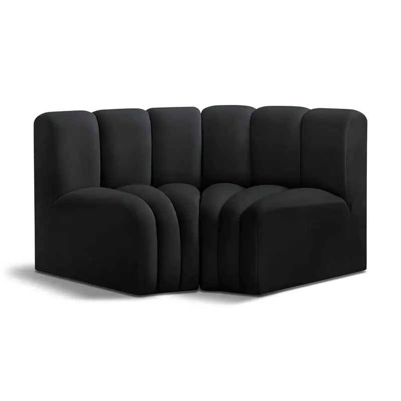 Meridian Furniture Arc Black Velvet Modular Sofa - Contemporary Comfort Any Space
