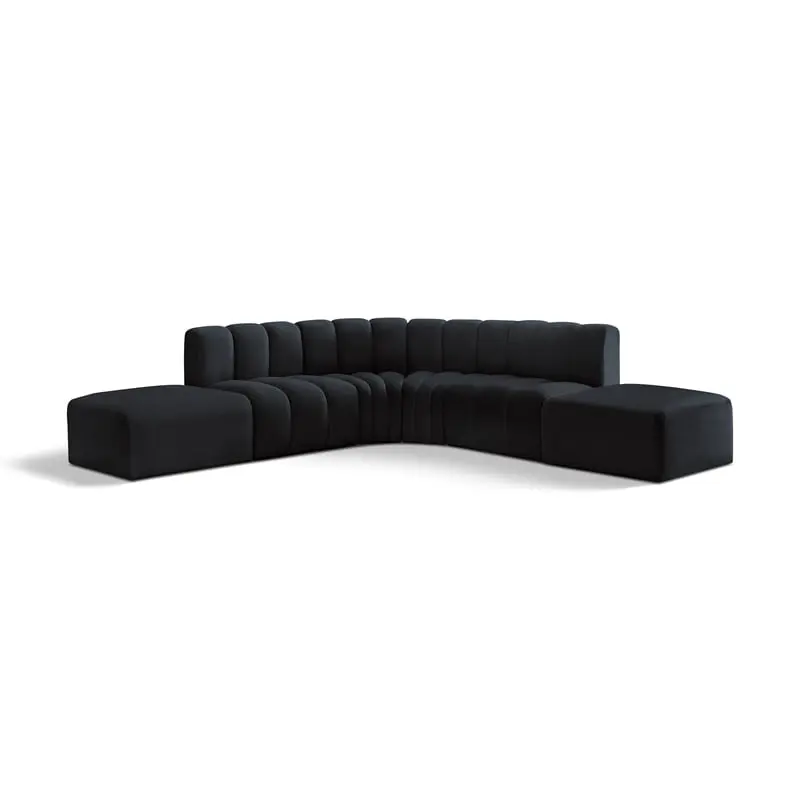 Meridian Furniture Arc Black Velvet Modular Sofa Modern Living Room
