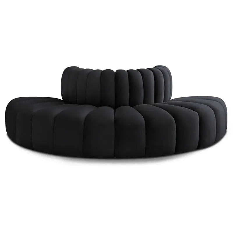 Meridian Furniture Arc Black Velvet Modular Sofa Modern Style
