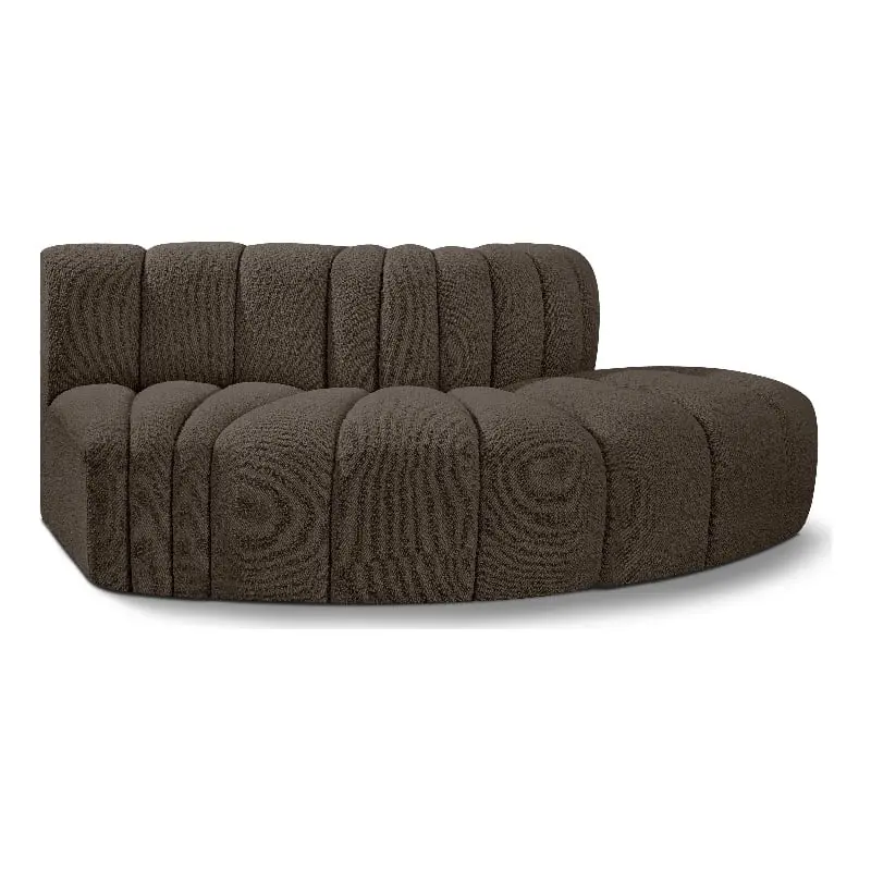 Meridian Furniture Arc Brown Boucle Fabric Modular Sofa Cozy Spaces