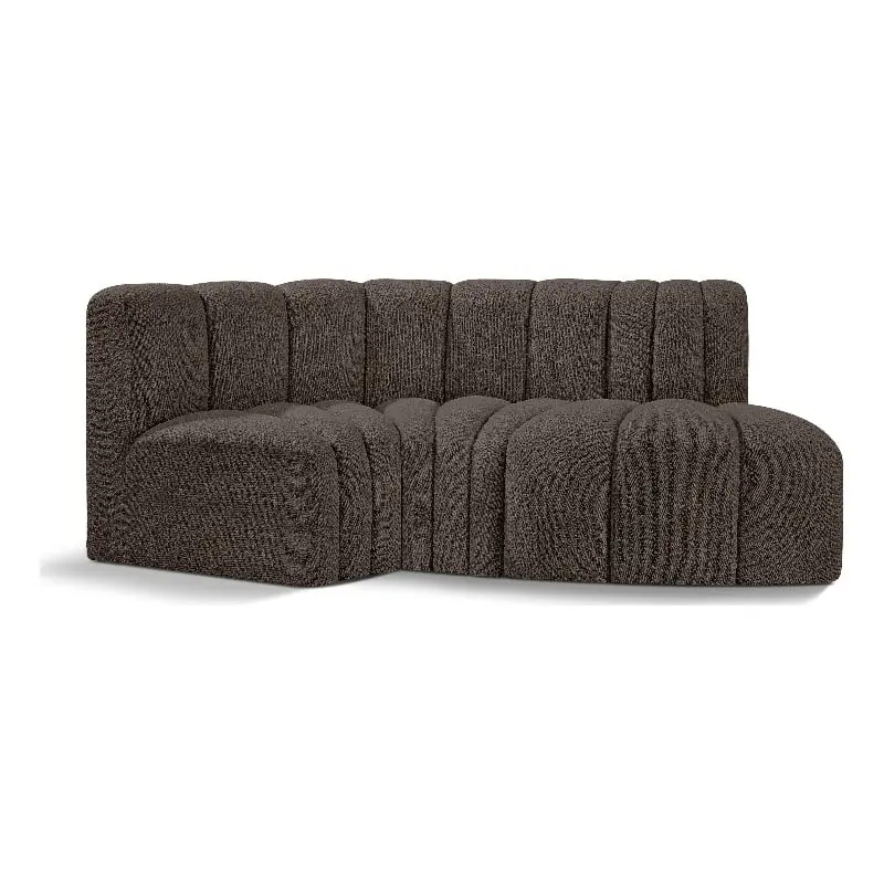 Meridian Furniture Arc Brown Boucle Fabric Modular Sofa Elegant Living