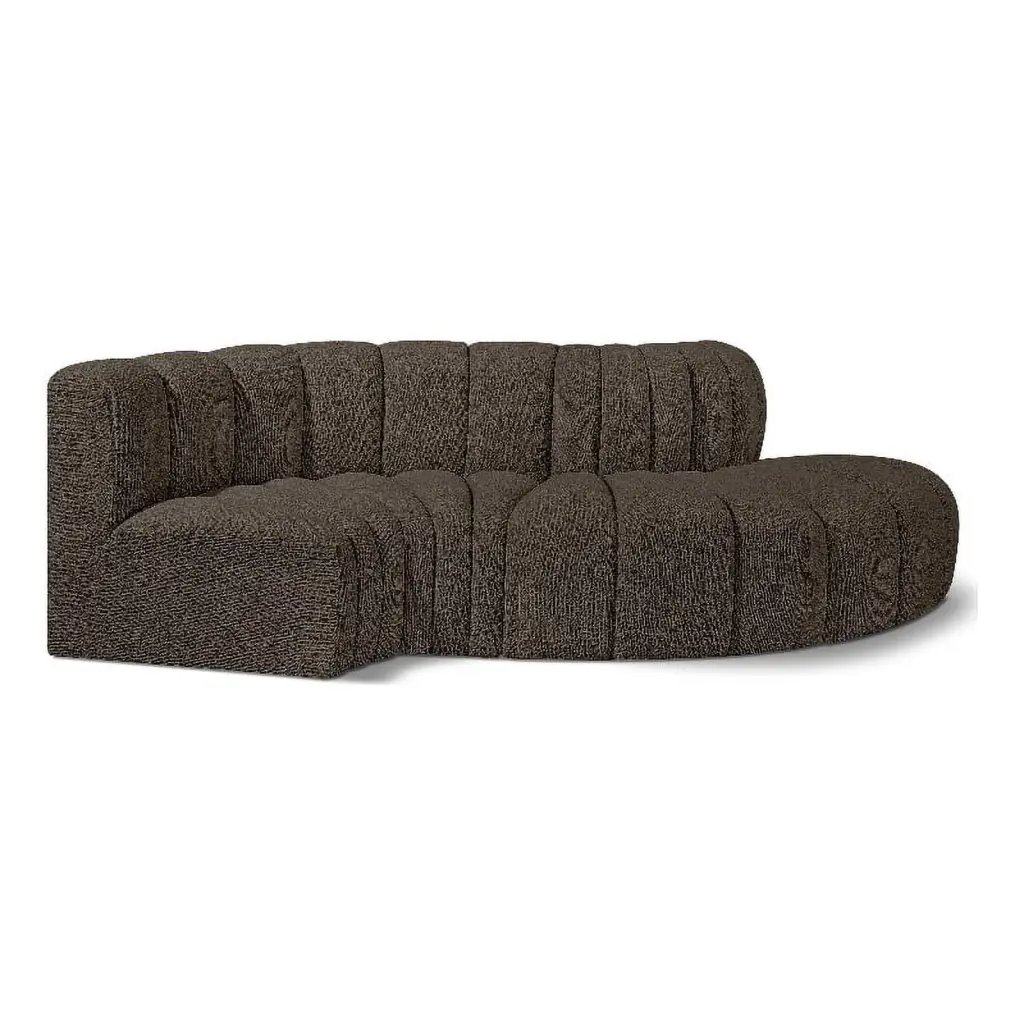 Meridian Furniture Arc Brown Boucle Fabric Modular Sofa