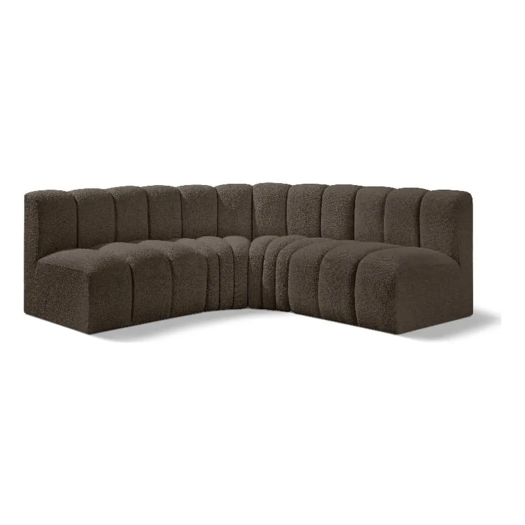 Meridian Furniture Arc Brown Boucle Fabric Modular Sofa