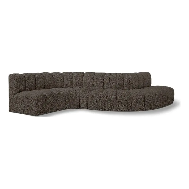 Meridian Furniture Arc Brown Boucle Fabric Modular Sofa Home