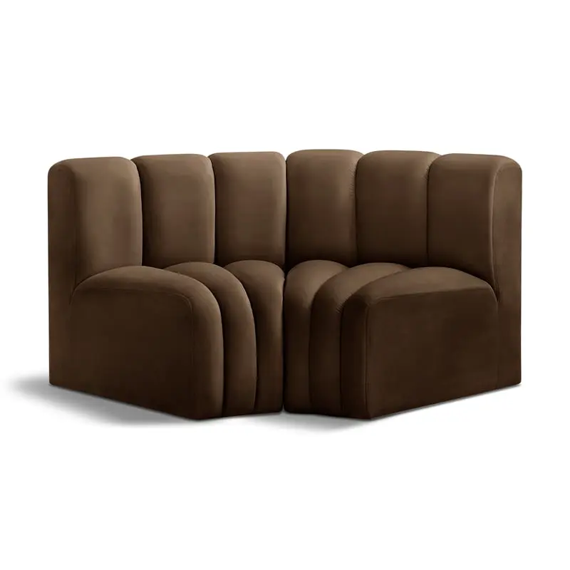 Meridian Furniture Arc Brown Velvet Modular Sofa - Luxurious and Spacious Living Room Centerpiece