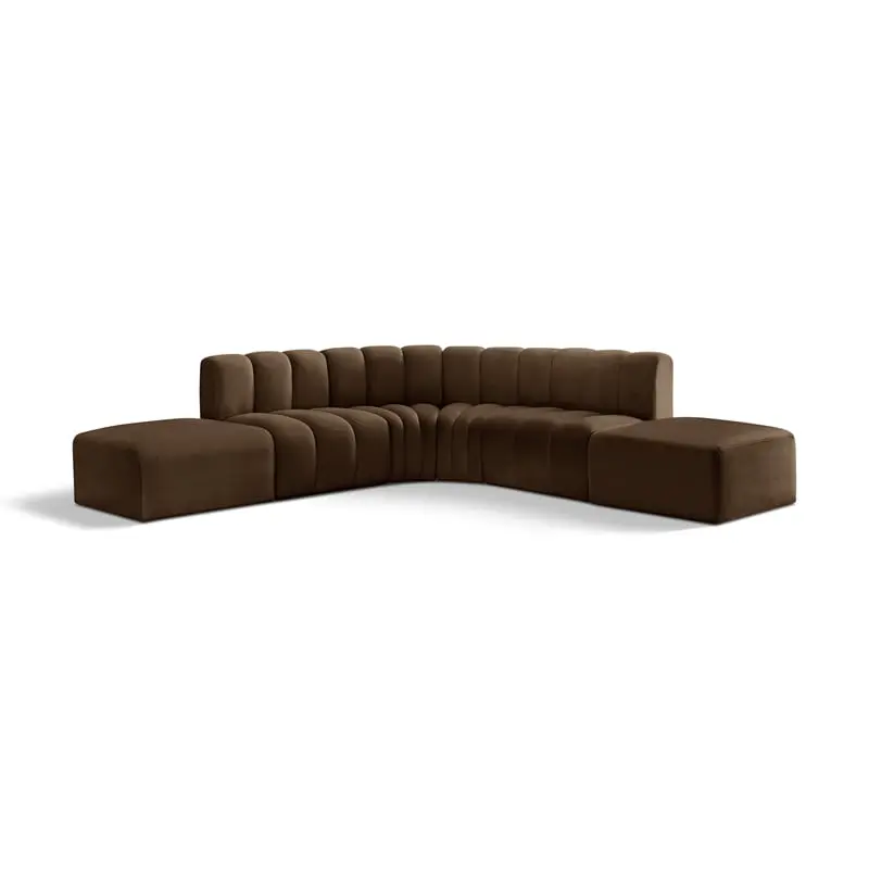 Meridian Furniture Arc Brown Velvet Modular Sofa Stylish Living Room