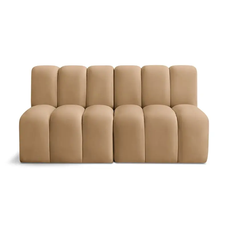 Meridian Furniture Arc Camel Velvet Modular Sofa - Elegant and Spacious Sectional Couch