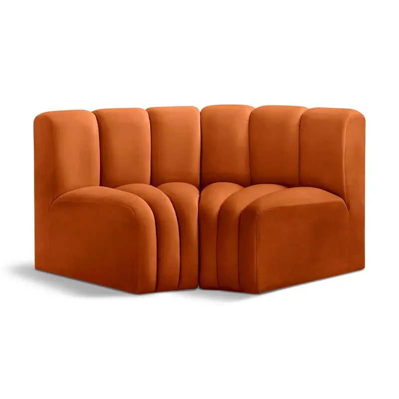 Meridian Furniture Arc Cognac Velvet Modular Sofa - Elegant and Comfortable Sectional